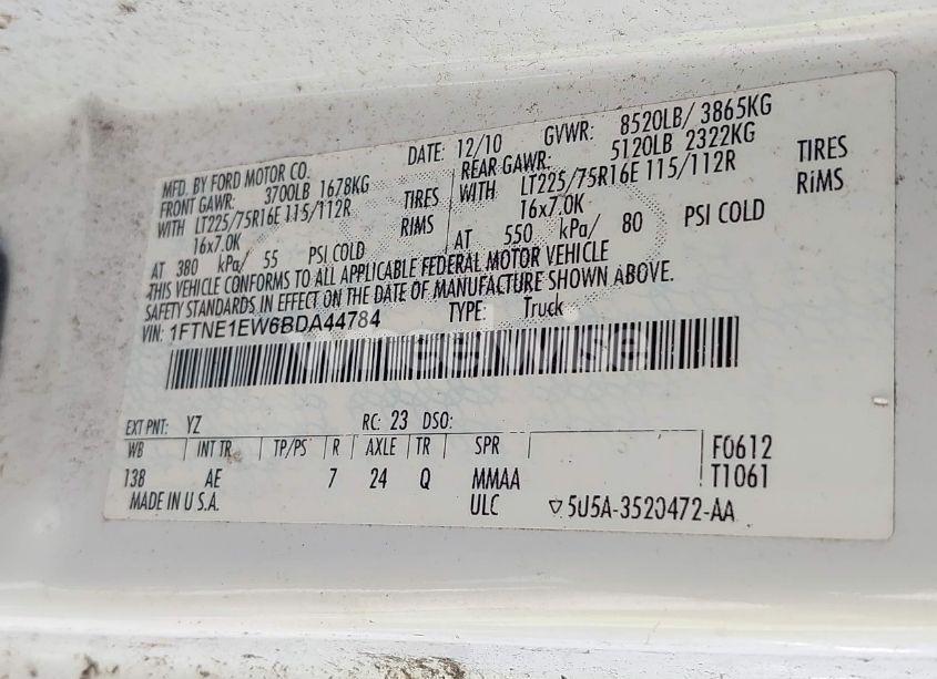 Photo 9 of 2011 Ford E-150 COMMERCIAL (VIN 1FTNE1EW6BDA44784)