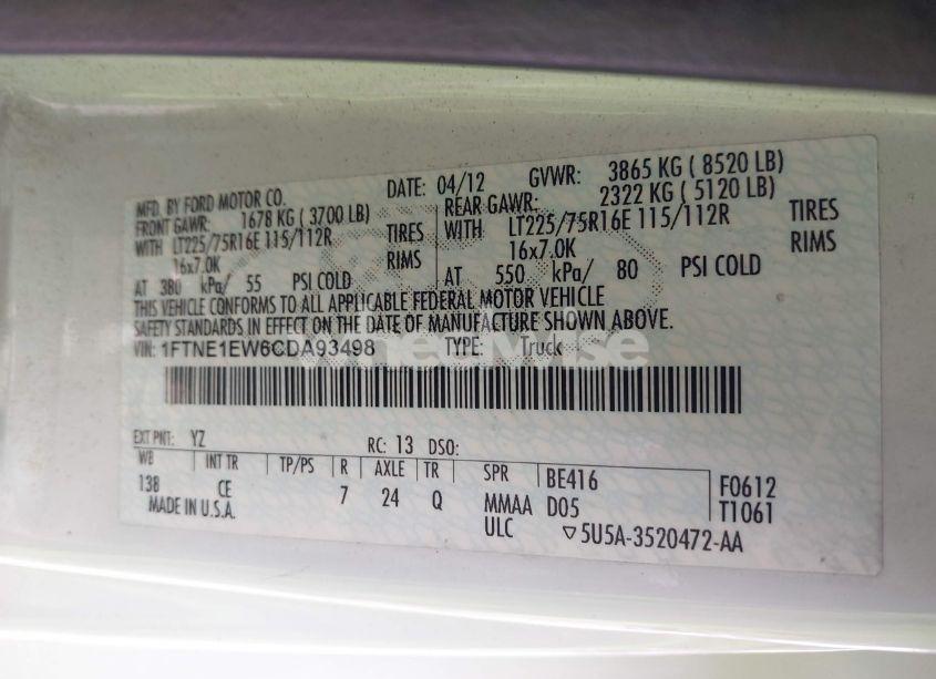 Photo 9 of 2012 Ford E-150 COMMERCIAL (VIN 1FTNE1EW6CDA93498)