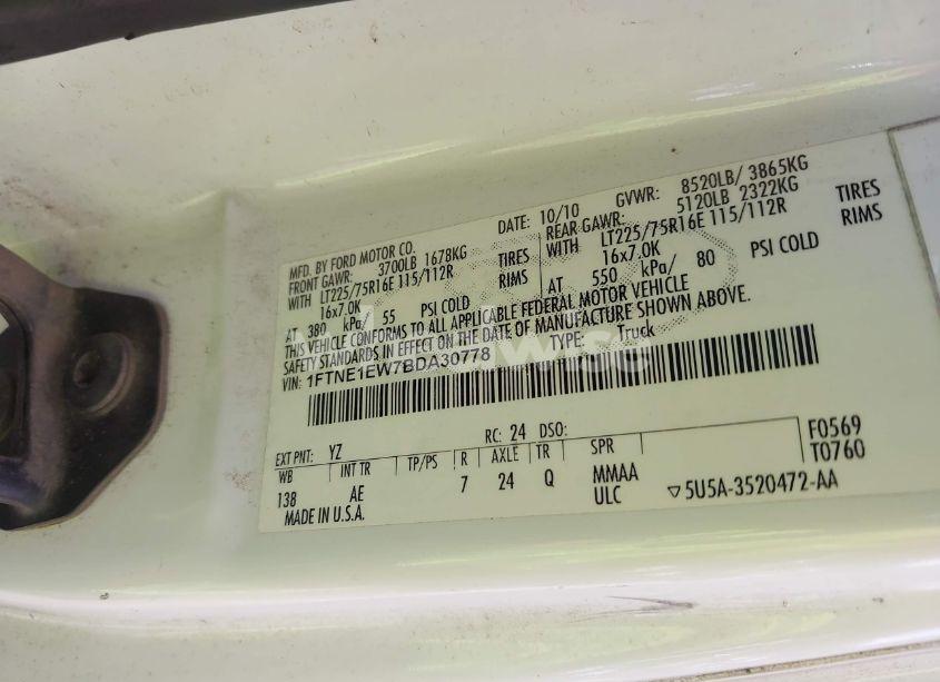 Photo 9 of 2011 Ford E-150 COMMERCIAL (VIN 1FTNE1EW7BDA30778)