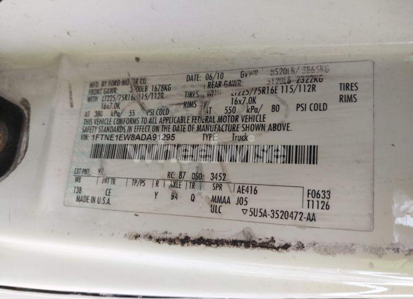 Photo 8 of 2010 Ford E-150 COMMERCIAL/RECREATIONAL (VIN 1FTNE1EW8ADA91295)