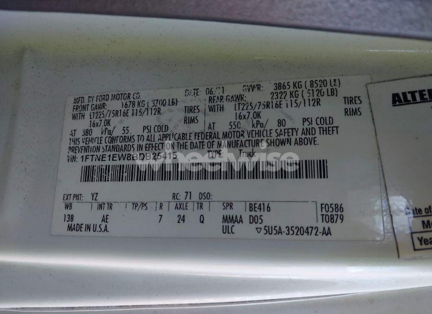 Photo 9 of 2011 Ford E-150 COMMERCIAL (VIN 1FTNE1EW8BDB25415)