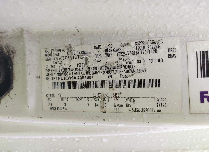 Photo 9 of 2010 Ford E-150 COMMERCIAL/RECREATIONAL (VIN 1FTNE1EW9ADA91807)