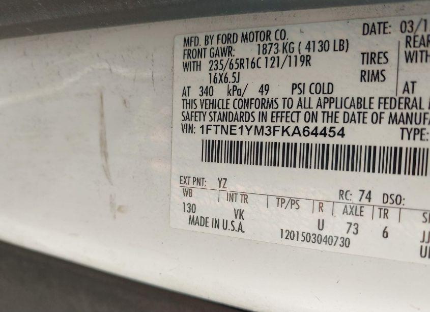 Photo 9 of 2015 Ford Transit-150 (VIN 1FTNE1YM3FKA64454)