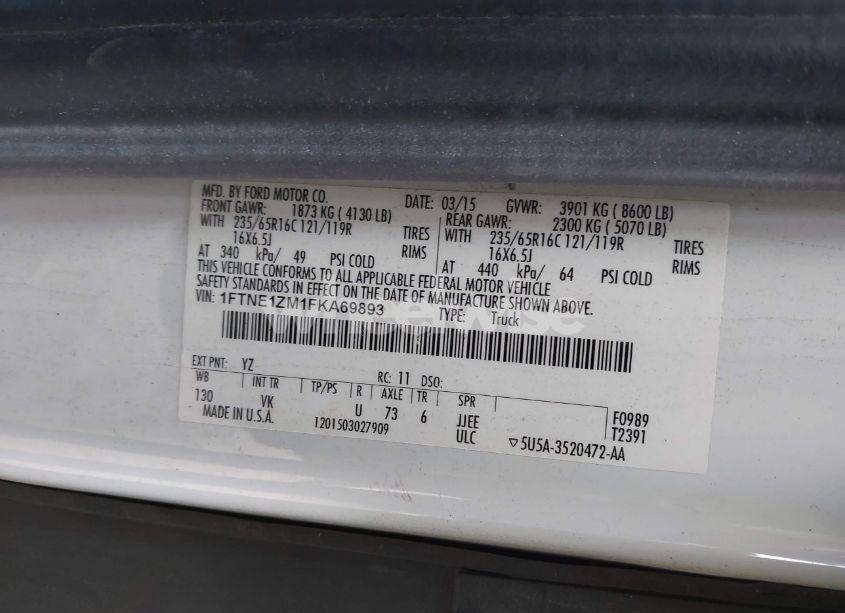 Photo 9 of 2015 Ford Transit-150 (VIN 1FTNE1ZM1FKA69893)