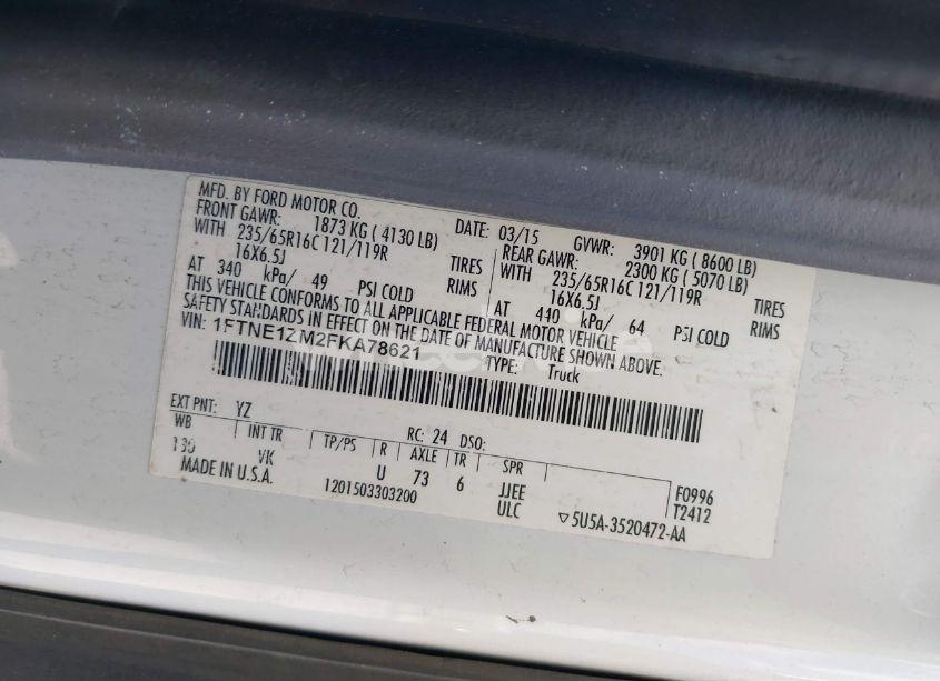 Photo 9 of 2015 Ford Transit-150 (VIN 1FTNE1ZM2FKA78621)