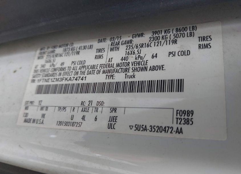 Photo 9 of 2015 Ford Transit-150 (VIN 1FTNE1ZM3FKA74741)