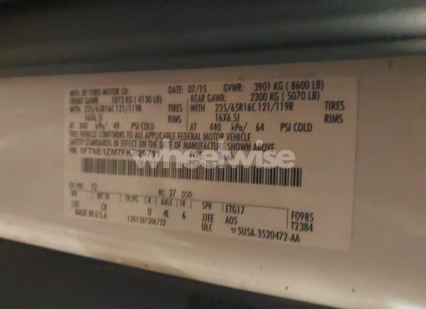 Photo 9 of 2015 Ford Transit-150 (VIN 1FTNE1ZM7FKB29711)