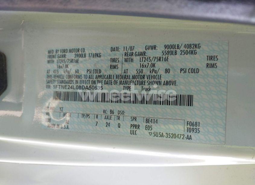 Photo 9 of 2008 Ford E-250 COMMERCIAL/RECREATIONAL (VIN 1FTNE24L08DA50635)