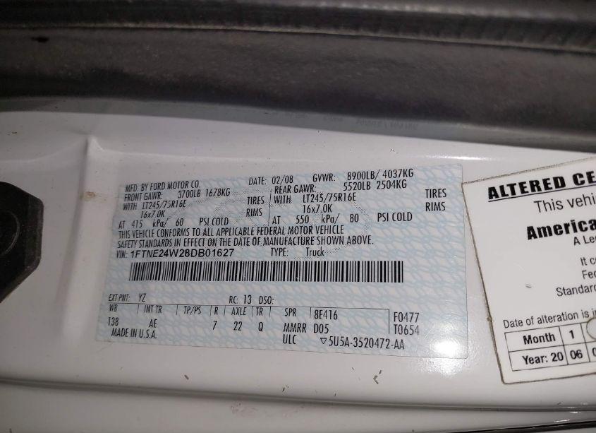 Photo 9 of 2008 Ford E-250 COMMERCIAL/RECREATIONAL (VIN 1FTNE24W28DB01627)