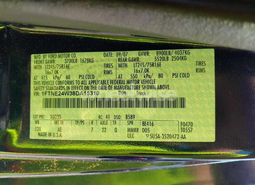 Photo 9 of 2008 Ford E-250 COMMERCIAL (VIN 1FTNE24W38DA15310)