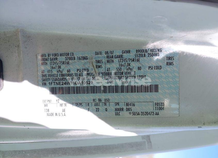 Photo 9 of 2008 Ford E-250 COMMERCIAL/RECREATIONAL (VIN 1FTNE24W78DA10529)