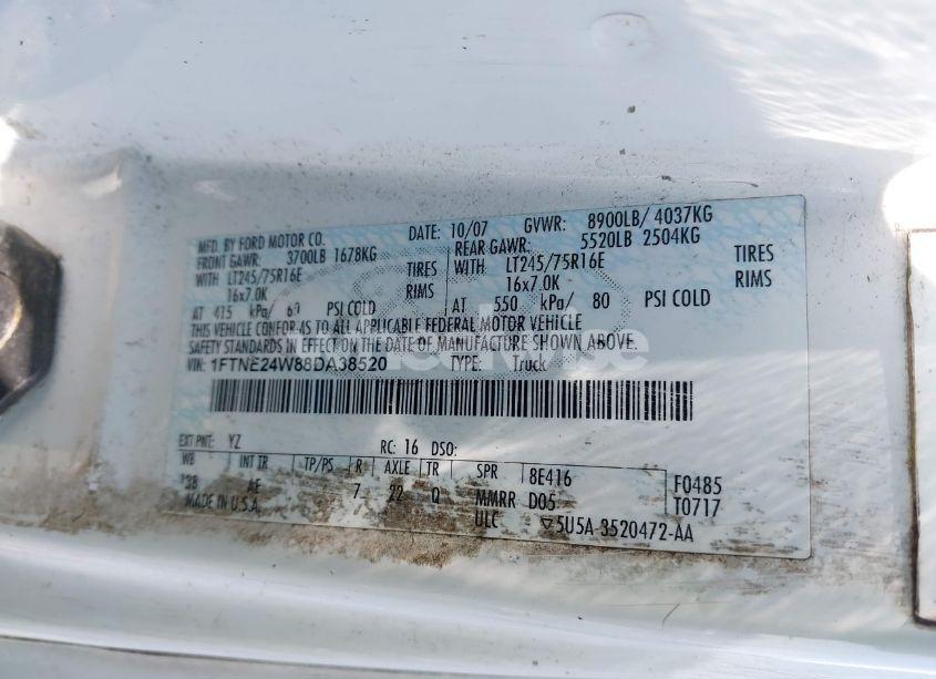 Photo 9 of 2008 Ford E-250 COMMERCIAL/RECREATIONAL (VIN 1FTNE24W88DA38520)