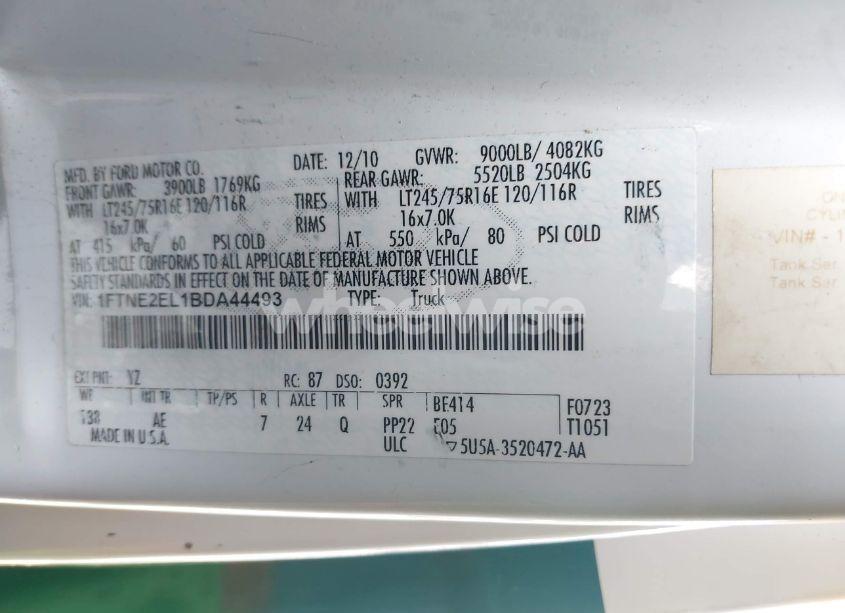 Photo 9 of 2011 Ford E-250 COMMERCIAL (VIN 1FTNE2EL1BDA44493)