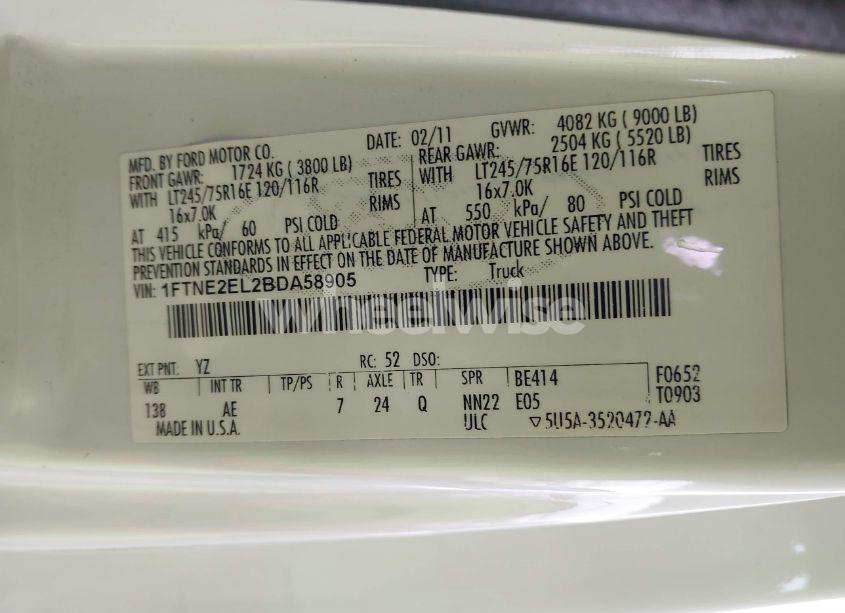 Photo 9 of 2011 Ford E-250 COMMERCIAL (VIN 1FTNE2EL2BDA58905)