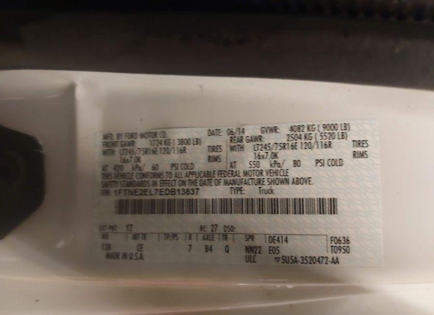 Photo 9 of 2014 Ford E-250 COMMERCIAL (VIN 1FTNE2EL7EDB13837)