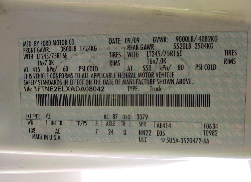 Photo 9 of 2010 Ford E-250 N/A (VIN 1FTNE2ELXADA08042)