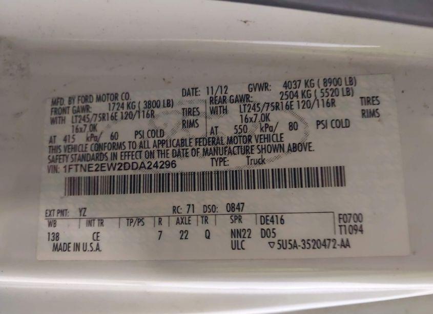 Photo 9 of 2013 Ford E-250 COMMERCIAL (VIN 1FTNE2EW2DDA24296)