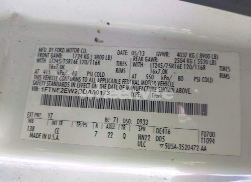 Photo 9 of 2013 Ford E-250 COMMERCIAL (VIN 1FTNE2EW2DDA80173)