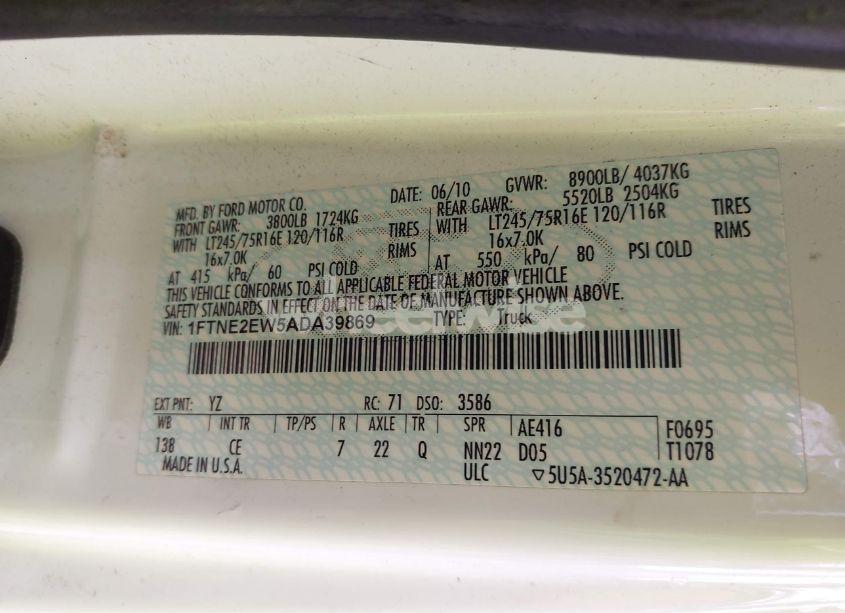 Photo 9 of 2010 Ford E-250 COMMERCIAL/RECREATIONAL (VIN 1FTNE2EW5ADA39869)