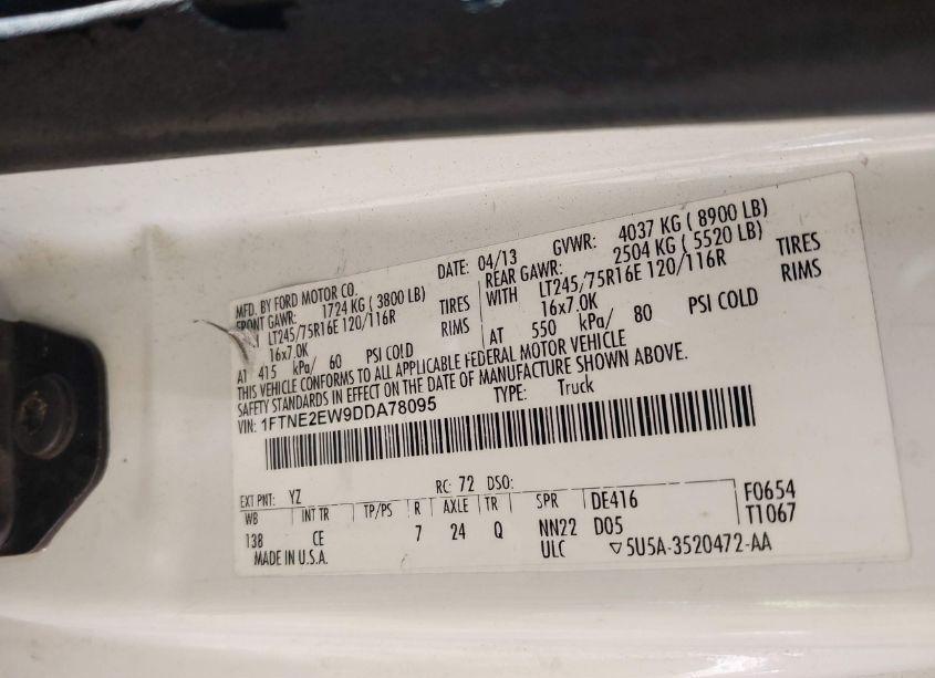 Photo 9 of 2013 Ford E-250 COMMERCIAL (VIN 1FTNE2EW9DDA78095)