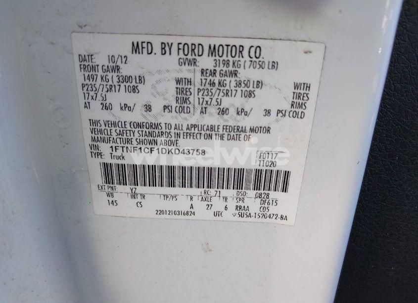 Photo 9 of 2013 Ford F-150 XL (VIN 1FTNF1CF1DKD43758)