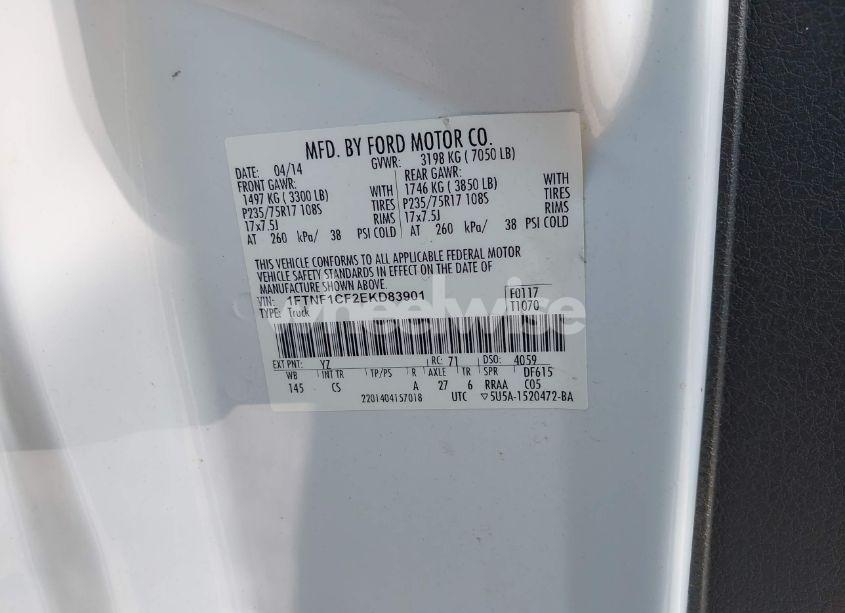 Photo 9 of 2014 Ford F-150 XL (VIN 1FTNF1CF2EKD83901)