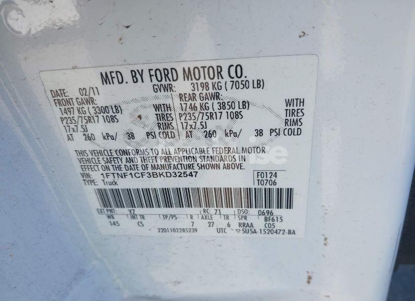 Photo 9 of 2011 Ford F-150 XL (VIN 1FTNF1CF3BKD32547)