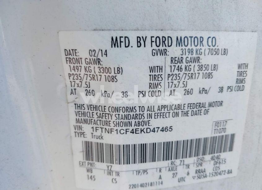 Photo 9 of 2014 Ford F-150 XL (VIN 1FTNF1CF4EKD47465)