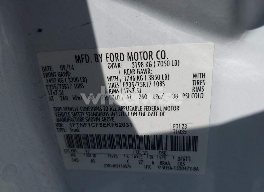 Photo 9 of 2014 Ford F-150 XL (VIN 1FTNF1CF5EKF62031)