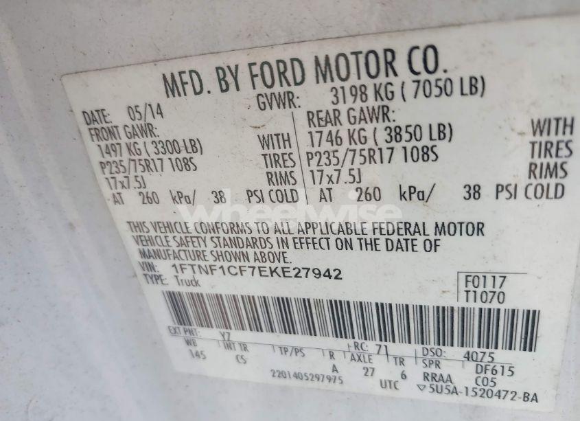 Photo 9 of 2014 Ford F-150 XL (VIN 1FTNF1CF7EKE27942)