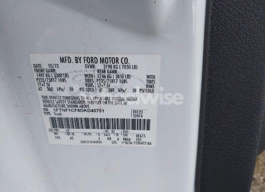 Photo 9 of 2013 Ford F-150 XL (VIN 1FTNF1CF8DKD45751)