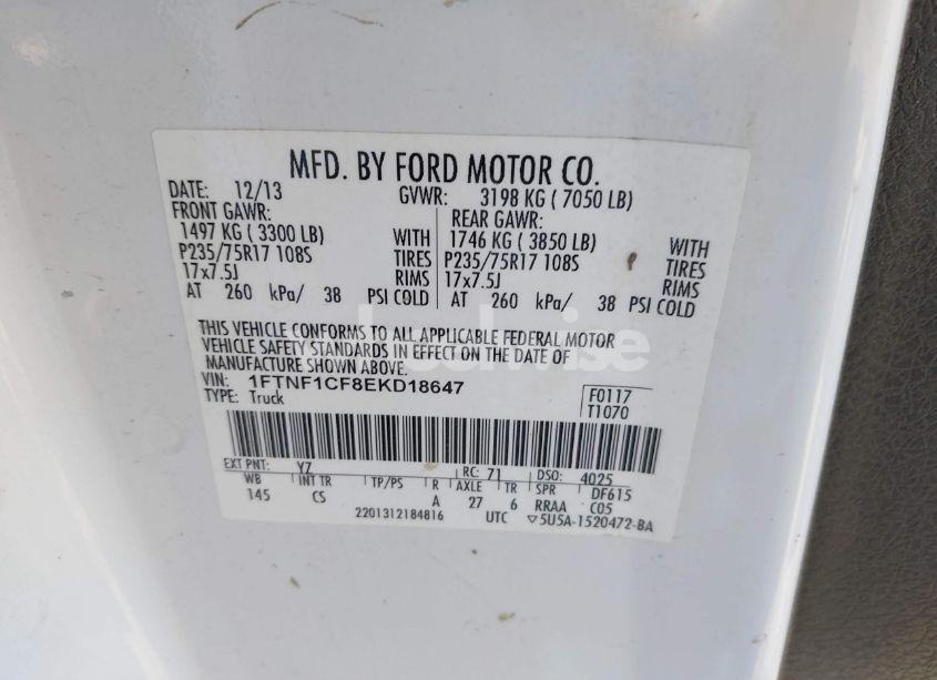 Photo 9 of 2014 Ford F-150 XL (VIN 1FTNF1CF8EKD18647)