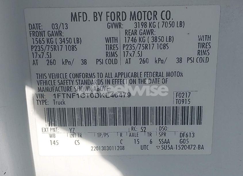 Photo 9 of 2013 Ford F-150 XL (VIN 1FTNF1CT0DKE46479)