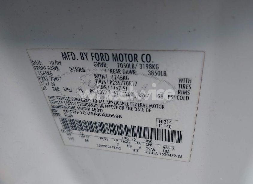 Photo 9 of 2010 Ford F-150 XL/XLT (VIN 1FTNF1CV5AKA89698)