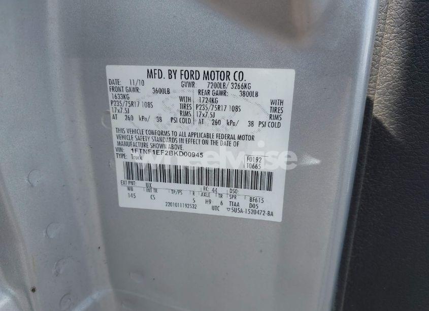 Photo 9 of 2011 Ford F-150 XL (VIN 1FTNF1EF2BKD00945)