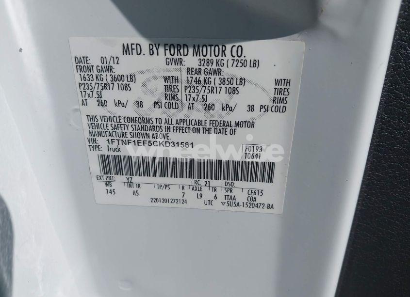 Photo 9 of 2012 Ford F-150 XL (VIN 1FTNF1EF5CKD31561)