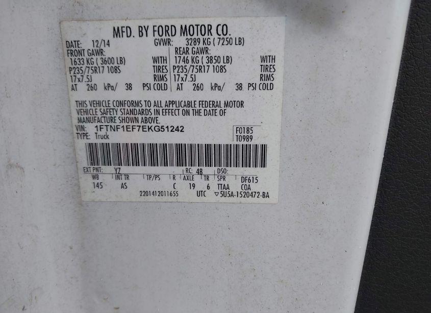 Photo 9 of 2014 Ford F-150 XL (VIN 1FTNF1EF7EKG51242)