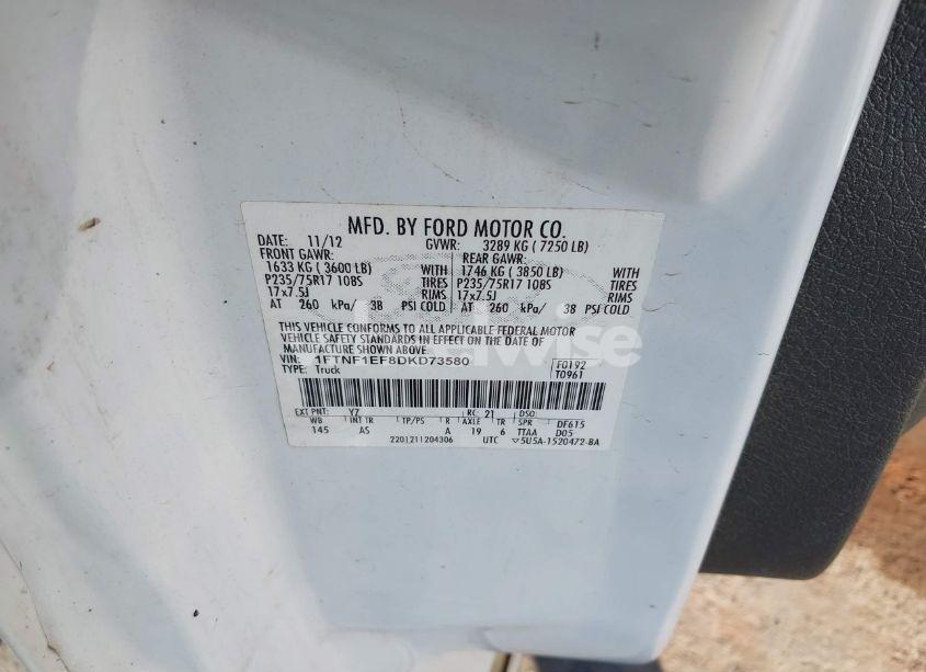 Photo 9 of 2013 Ford F-150 XL (VIN 1FTNF1EF8DKD73580)