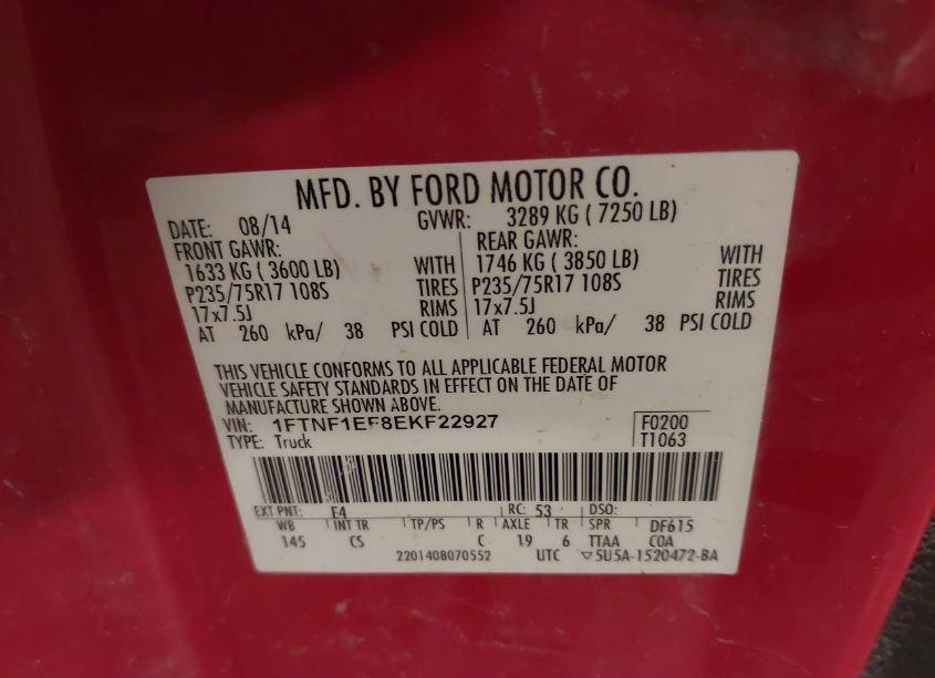 Photo 9 of 2014 Ford F-150 XL (VIN 1FTNF1EF8EKF22927)