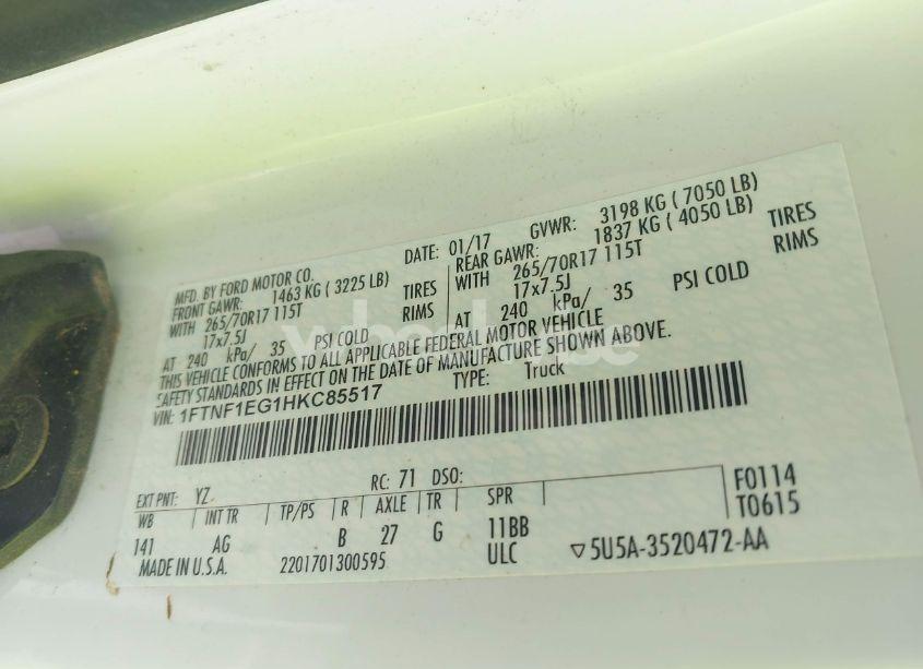 Photo 9 of 2017 Ford F-150 XL (VIN 1FTNF1EG1HKC85517)