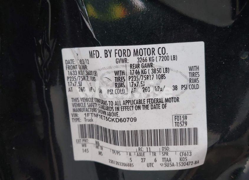 Photo 9 of 2012 Ford F-150 XLT (VIN 1FTNF1ET5CKD60709)