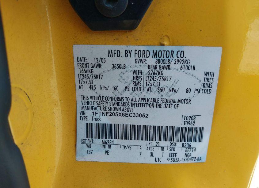 Photo 9 of 2006 Ford F-250 XL/XLT (VIN 1FTNF205X6EC33052)