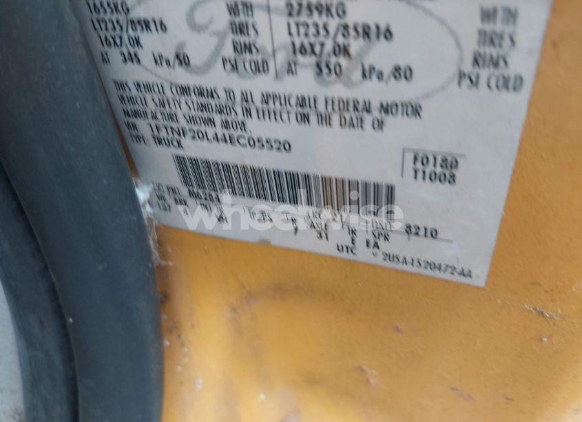 Photo 9 of 2004 Ford F-250 XL/XLT (VIN 1FTNF20L44EC05520)