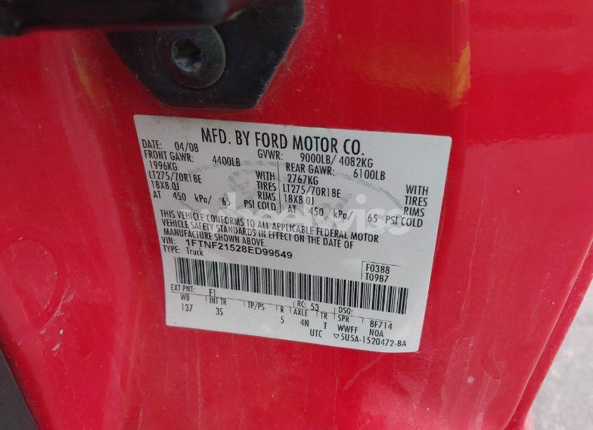 Photo 9 of 2008 Ford F-250 XL/XLT (VIN 1FTNF21528ED99549)