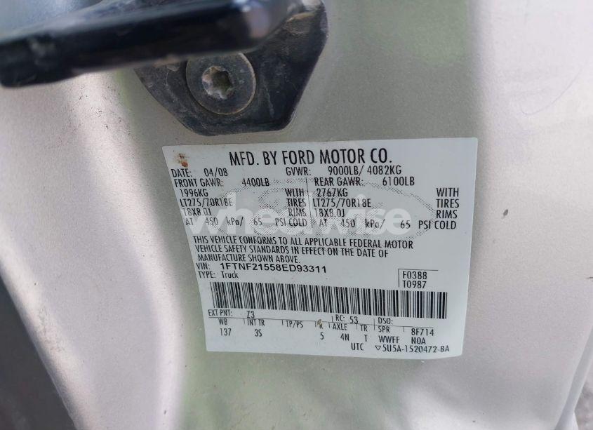 Photo 9 of 2008 Ford F-250 XL/XLT (VIN 1FTNF21558ED93311)