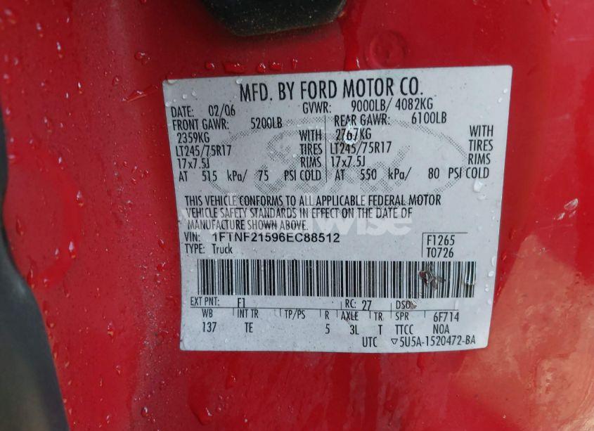 Photo 9 of 2006 Ford F-250 (VIN 1FTNF21596EC88512)