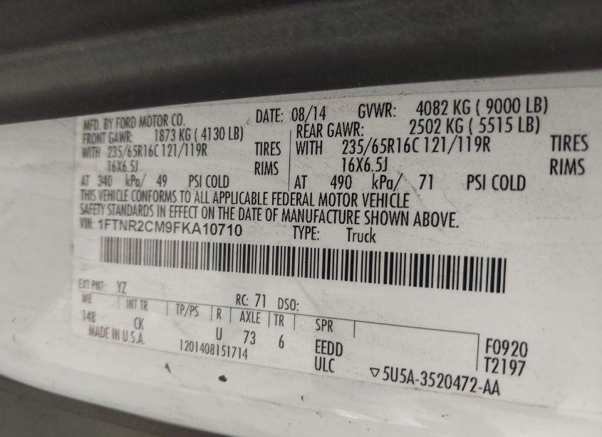 Photo 9 of 2015 Ford Transit-250 (VIN 1FTNR2CM9FKA10710)