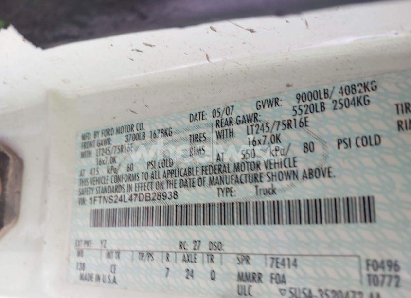 Photo 9 of 2007 Ford E-250 COMMERCIAL/RECREATIONAL (VIN 1FTNS24L47DB28938)