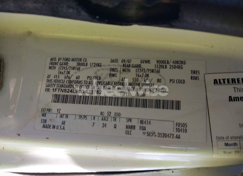 Photo 9 of 2008 Ford E-250 COMMERCIAL (VIN 1FTNS24L98DA23782)