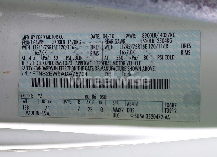 Photo 9 of 2010 Ford E-250 COMMERCIAL/RECREATIONAL (VIN 1FTNS2EW9ADA75704)